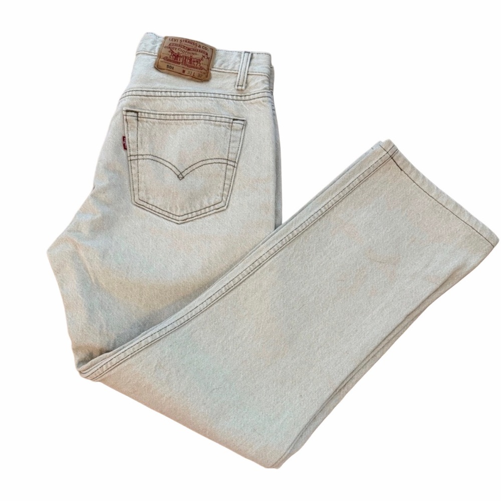 Vintage Levi's 501 Denim Jeans in Beige 33 X 28